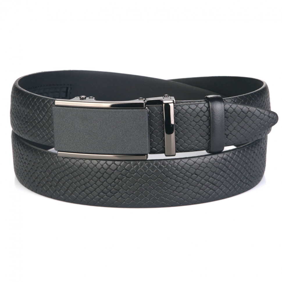 Ремень 35 черный с теснением автомат №7