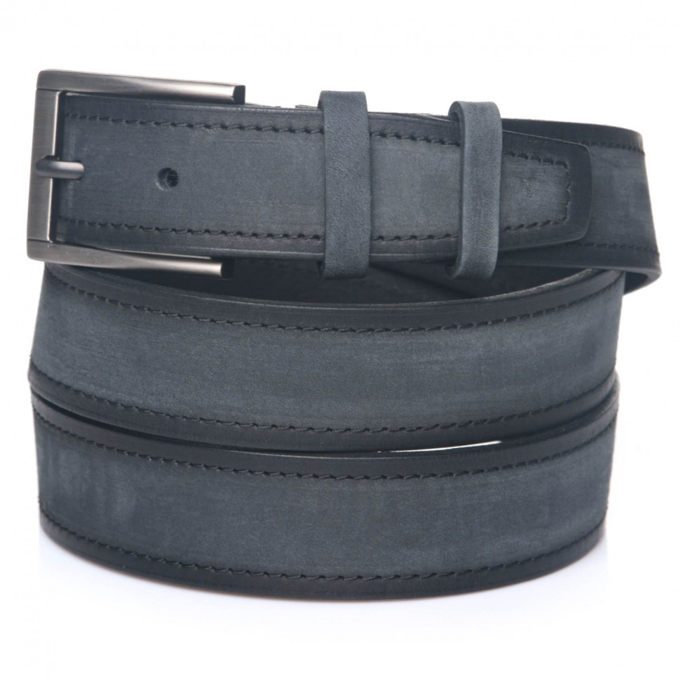 Ремень 35 т.серый 2 строчки тертый припал №12