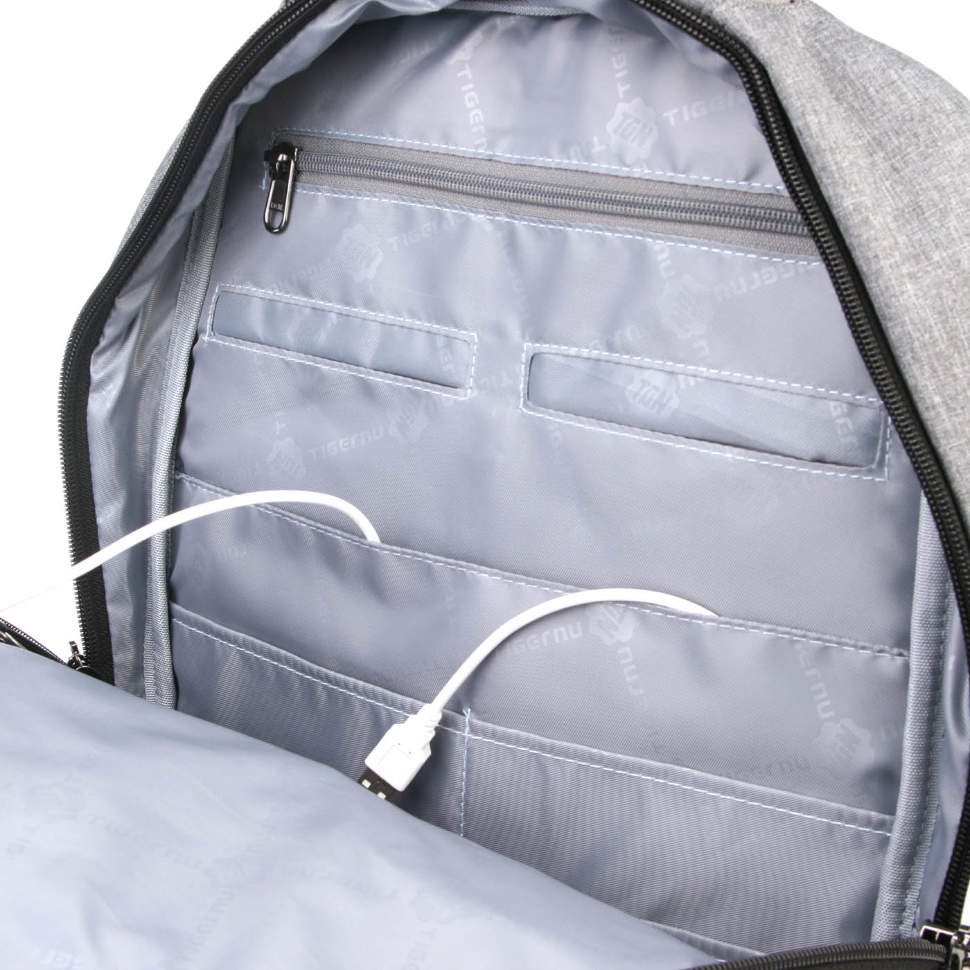 Рюкзак 15.6"  TIGERNU Т-В3503 USB Grey
